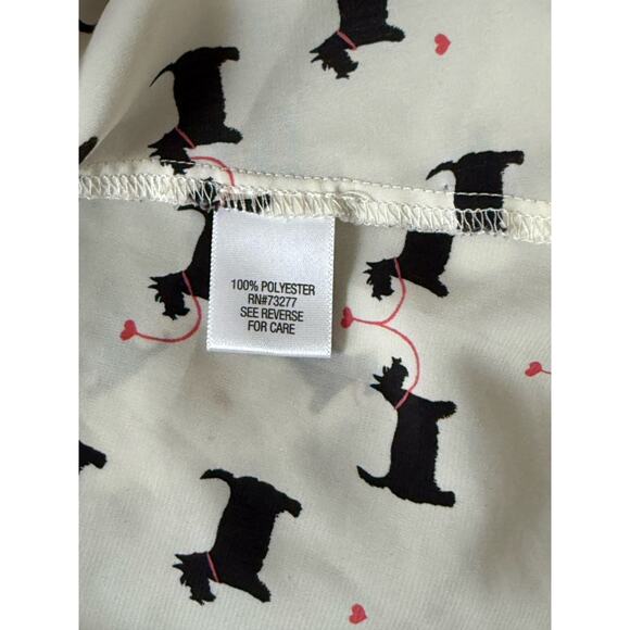 Scottie Dog Tank Top Sz M Ruffled Racer Back Cream Black Coquette Candie’s Heart - Picture 6 of 8